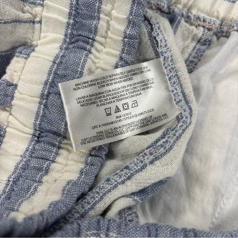Gap Lightweight Linen Shorts White Blue English Manor Stripes Drawstring Size M - Picture 12 of 12